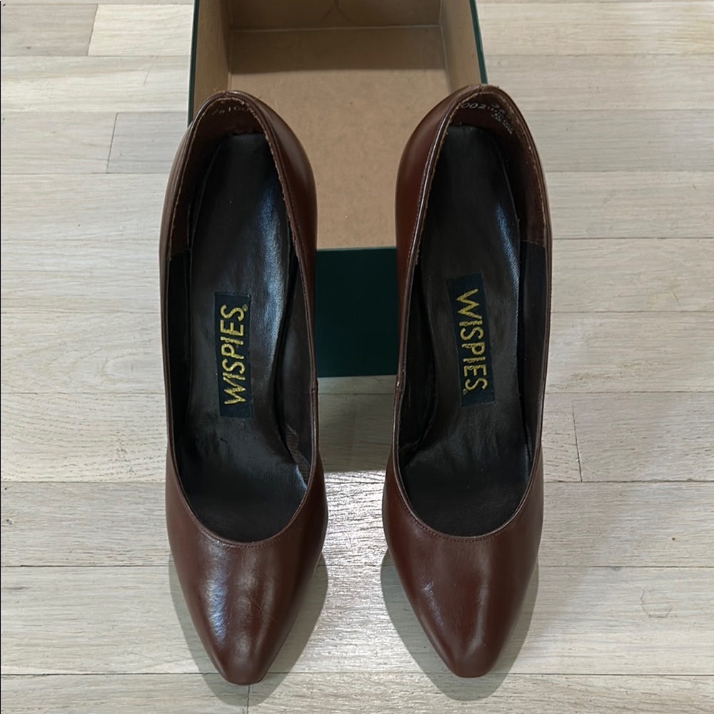Brown Leather High Heel Pumps